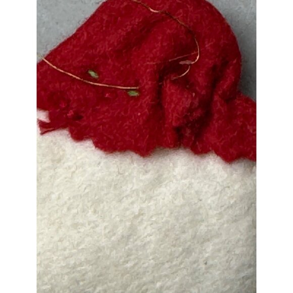 Vintage snowman head handmade tree ornament holly red white 2.25x3" felt READ - Picture 6 of 7